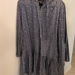Scotch & Soda Navy Patterned Long Sleeve Dress